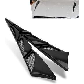 2PCS Car Hood Ventilation Cover, ABS Airflow Side Shark Fin Spoiler, Adhesive Fender Nighttime Reflective Warning Accessories, Universal for Most Cars, SUVs, Trucks (Black) in Kuwait