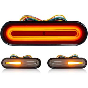 مصباح LED مزدوج اللون 12-80 فولت للدراجة النارية، لون كهرماني لإشارات الانعطاف، لون أحمر لإيقاف فرامل الضوء الخلفي in Kuwait