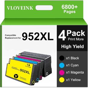 Compatible Ink Cartridges Replacement for HP 952XL Ink Cartridges Combo Pack to use with HP Officejet Pro 8710 7740 8720 8715 8210 8703 8732M Officejet 8702 Printers (4 Pack, BK/C/M/Y) in Kuwait