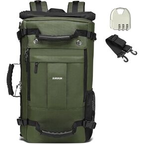 حقيبة ظهر كبيرة للسفر، حقيبة ظهر للكمبيوتر المحمول مقاس 17 بوصة، حقيبة حمل سعة 40 لترًا، مقاومة للماء ومعتمدة أثناء الطيران مع حزام كتف + قفل مضاد للسرقة للسفر غير الرسمي في الهواء الطلق، أخضر عسكري in Kuwait