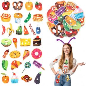 31PCS Caterpillar Costume Accessories Include 1 Caterpillar Headband 30 Self Adhesive Felt Fruits Foods Book Character Costume Accessories for 100th Day of School Reading Across America Day in Kuwait