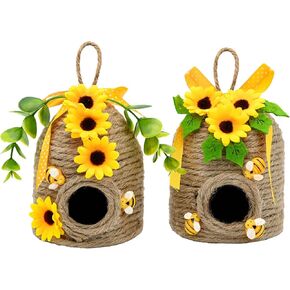 عباد الشمس خلية النحل ديكور، 2 حزمة مزرعة العسل مشط النحل ديكورات المنزل، الربيع الصيف ريفي عباد الشمس النحل تحت عنوان الزينة للمنزل، مزرعة النحل المطبخ الجدول المتدرج صينية ديكور in Kuwait