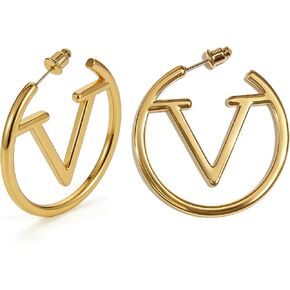 Elegant 18K Gold Your Style with these Chic Letter F Earrings - Choose Your Favorite Ear Stud for a Comfortable and Fashionable Fit, Perfect for Adding a Personal Touch to Your Casual Outfits in Saudi Arabia
