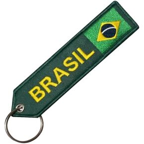Pinstant Brasil Brazil Brazilian National Flag Portugeuse Federal Republic South America Ordem e Progresso Order Progress Blue Starry Sky Yellow Green Keychain Key Tag Chain Fob Ring in Kuwait