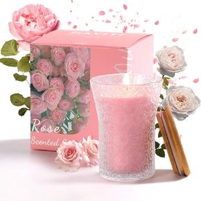 Rose Scented Candle, Soy Jar Candles Gift Women,8 OZ Aromatherapy Pink Candles for Galentines Valentines Mother's Day, Bridal Shower, Home Decor in Kuwait