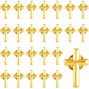 25 حزمة من دبابيس التلبيب الصغيرة المتقاطعة، دبوس متقاطع من سبيكة ذهبية دينية مسيحية لصلاة الكنيسة الجنازة، دبابيس طية صدر معدنية كبيرة الحجم in Kuwait