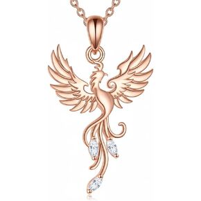 Phoenix Necklace for Women 925 Sterling Silver Rising Phoenix with Birthstone Pendant Necklace Jewelry Gifts in Kuwait