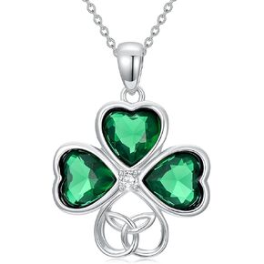 Sterling Silver Irish Necklace for Women, Four Leaf Clover/Celtic Knot/Claddagh/Motherhood Love Knot Pendant, Irish Charms Jewelry Gift for Women(with Gift Box) in Kuwait