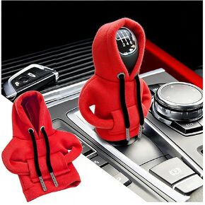 غطاء هوديي لناقل الحركة - إكسسوارات السيارة المضحكة والديكور الداخلي، هودي صغير ناعم لمقبض ناقل الحركة، غطاء ناقل الحركة اللطيف للسيارات، هدية ديكور السيارة الحمراء للرجال والنساء in Kuwait