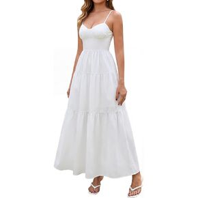 فستان صيفي طويل بنقشة الزهور بوهو برباط وحزام سباغيتي ورقبة على شكل V فساتين طويلة لقضاء إجازة الشاطئ للنساء 2026 in Kuwait