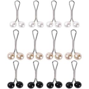 12pcs Multicolor Headscarf Pearl Pins Clips- U Shape Lady Muslim Scarf Shawl Clips-Scarf Shawl Clips Scarf Brooches Pin Jewelry Accessories-Women's Brooches and Pins(4Black&4White&4Gold) in Kuwait