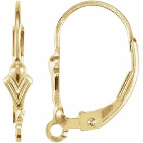 2 Pieces 14K Yellow Gold-Filled Fleur-de-Lis Lever Back Earrings with Ring | Secure Earwire Components for Drop, Dangle & Hoop Designs (1 Pair, Made in USA, 1/20 14K Stamped) by Duhaas in Kuwait