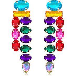 Boho Large Sparkly Rhinestones Teardrop Drop Dangle Earrings Long Tassel Full Crystals Chain Earrings for Women Wedding in Saudi Arabia