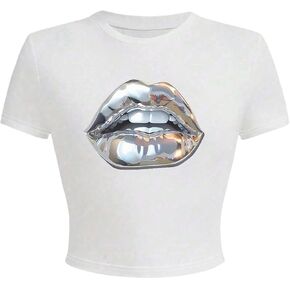 WDIRARA Women's Graphic T Shirts Crewneck Short Sleeve Tee Y2k Crop Tops in Kuwait