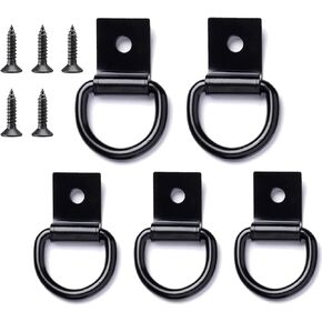 1/4" Heavy Duty Steel Hooks,Steel D-Ring Tie Down Anchors for Cargo Net, Truck Bed, Garage, Pickup, SUV, Workshops, Cargo Storage Mount on Hooks, D Ring with Screws (5 Pack) in Kuwait