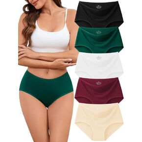 Women's Underwear High Waisted Briefs Stretch Full Coverage Ladies Panties Soft Breathable Underpants 5 Pack in Kuwait