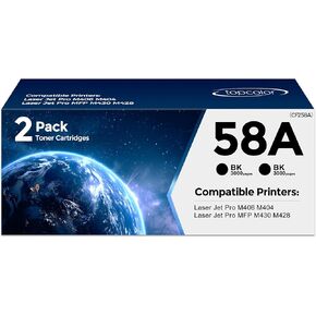 58A CF258A Toner Cartridge Black Compatible for HP 58A CF258A High Yield Toner Cartridge for HP LaserJet Pro M404n M404dn MFP M428fdw M428fdn M428dw Printer 2 Pack with Chip in Kuwait