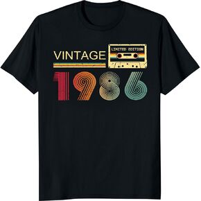 Vintage 1986 T Shirts for Men 40th Birthday Gifts for Men Dad Fathers Day Birthday Gifts for Husband Friend 1986 Tshirt in Kuwait
