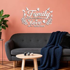 GLOBLELAND Silver Butterflies Acrylic Mirror Wall Stickers 3D Self-Adhesive Round Stars Acrylic Mirror Wall Decals for Bedroom Bathroom Living Room in Kuwait