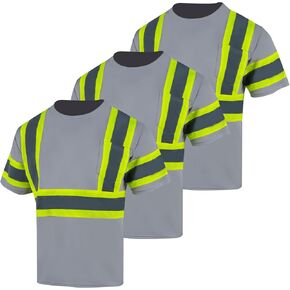 VENDACE 3pcs Safety Reflective High Visibility Shirts for Men ANSI Class 3 Hi Vis Construction Work T Shirts Short Sleeve in Kuwait