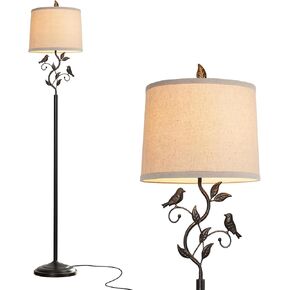 RORIANO 63" Rustic Leaf Floor Lamp for Living Room, Unique Bird Tall Standing Lamp with Rotary Switch, Vintage Floor Lamps for Bedroom Study Room, Bulb Included in Saudi Arabia