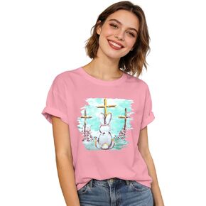 Easter Shirts for Women Happy Easter Day Graphic Tees Casual Short Sleeve in Saudi Arabia