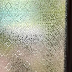 Vintage Static Cling Glass Window Film 3D Pressed Crabapple Flower Pattern Privacy Decorative Film with UV Protection for Room, 78.74" x 17.72" in Kuwait