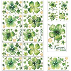St Patrick’s Day Window Clings Shamrock Clover Stickers Double Sided Static Decals for Glass Windows Home Shop Holiday Decor 10 Sheets in Saudi Arabia
