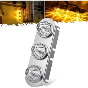 Partsam 1Pcs Radius-Style 14" Front Air Cleaner Light Bar with 3Pcs Glass Watermelon Lights, Stainless Steel Bracket, Compatible with Peterbilt Kenworth Freightliner Trucks, Clear Lens in Saudi Arabia