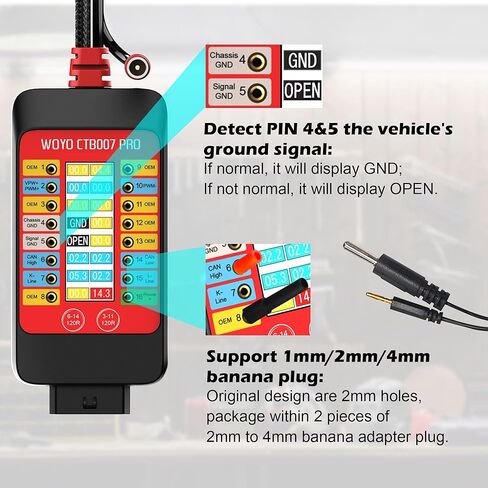 صندوق اختراق WOYO CTB007 PRO 12V/24V obd2 مع شاشة LCD 16PIN Vrms، صندوق اختبار CAN مع 120Ω مدمج لأداة اختبار ECU على المقعد، كابل تمديد 27 بوصة in Kuwait