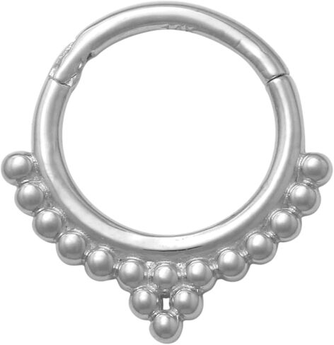 ANYGOLDS 14k Real Solid Gold Beaded Hoop Earring - Cartilage, Daith, Tragus, Conch, Septum, Nose Piercing Jewelry - Versatile 18 Gauge Clicker Ring for Body and Ear - Elegant Gold Body Jewelry in Saudi Arabia