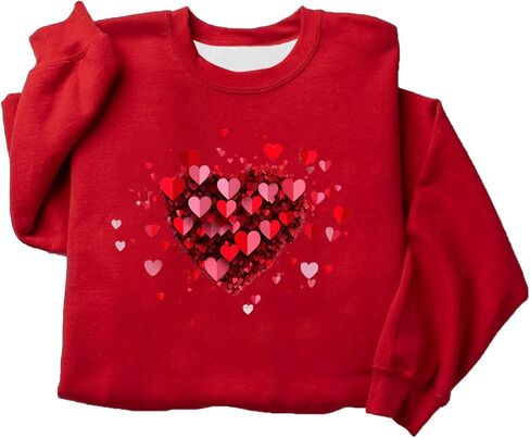 عيد الحب البلوز المرأة لطيف الحب القلب الجرافيك بلوزات طويلة الأكمام ملابس الربيع 2026 البلوز القمم in Kuwait