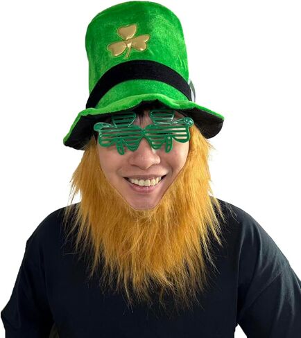 5PCS St. Patrick's Day set includes: a shamrock hat, tie, fake beard, shamrock necklace, bracelet, and shoulder strap.St. Patrick's Day accessories for men, women and kids in Saudi Arabia