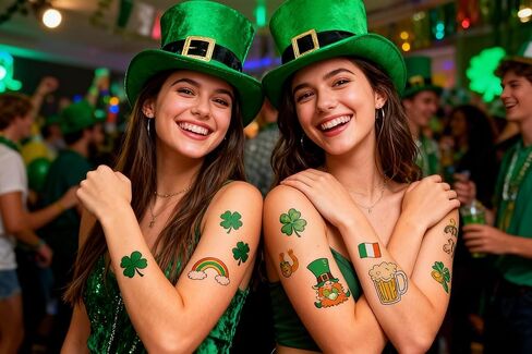 5PCS St. Patrick's Day set includes: a shamrock hat, tie, fake beard, shamrock necklace, bracelet, and shoulder strap.St. Patrick's Day accessories for men, women and kids in Saudi Arabia