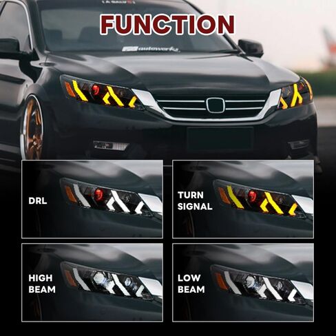 New Headlamp Compatible with Honda Accord 4-dr LX Touring Hybrid EX EX-L Sport Sedan 2013 2014 2015 Headlights for 9th Gen Accord 2013-2015 Front Head Lamps,1 Pair in Saudi Arabia