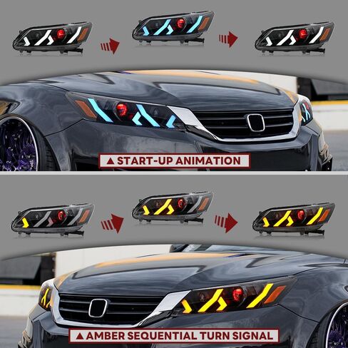 New Headlamp Compatible with Honda Accord 4-dr LX Touring Hybrid EX EX-L Sport Sedan 2013 2014 2015 Headlights for 9th Gen Accord 2013-2015 Front Head Lamps,1 Pair in Saudi Arabia