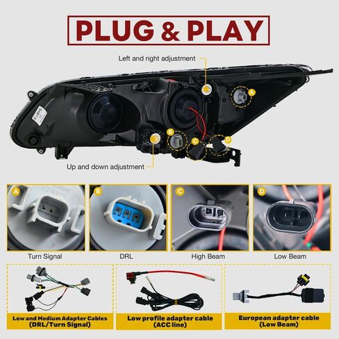 New Headlamp Compatible with Honda Accord 4-dr LX Touring Hybrid EX EX-L Sport Sedan 2013 2014 2015 Headlights for 9th Gen Accord 2013-2015 Front Head Lamps,1 Pair in Saudi Arabia