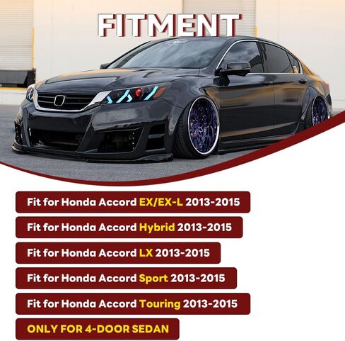 New Headlamp Compatible with Honda Accord 4-dr LX Touring Hybrid EX EX-L Sport Sedan 2013 2014 2015 Headlights for 9th Gen Accord 2013-2015 Front Head Lamps,1 Pair in Saudi Arabia