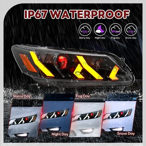 New Headlamp Compatible with Honda Accord 4-dr LX Touring Hybrid EX EX-L Sport Sedan 2013 2014 2015 Headlights for 9th Gen Accord 2013-2015 Front Head Lamps,1 Pair in Saudi Arabia