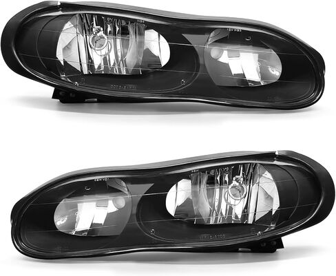 Headlight Assembly for 1998-2002 Chevy Camaro compatible with 1998 1999 2000 2001 2002 Chevy Camaro Clear Lens Black Housing Clear Reflector Headlamp Replacement Left and Right in Kuwait