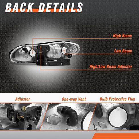 Headlight Assembly for 1998-2002 Chevy Camaro compatible with 1998 1999 2000 2001 2002 Chevy Camaro Clear Lens Black Housing Clear Reflector Headlamp Replacement Left and Right in Kuwait