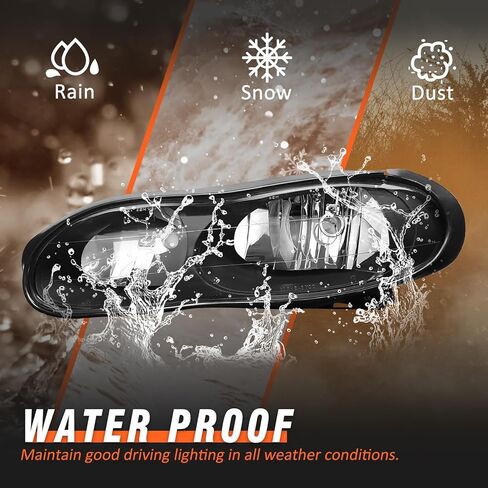 Headlight Assembly for 1998-2002 Chevy Camaro compatible with 1998 1999 2000 2001 2002 Chevy Camaro Clear Lens Black Housing Clear Reflector Headlamp Replacement Left and Right in Kuwait