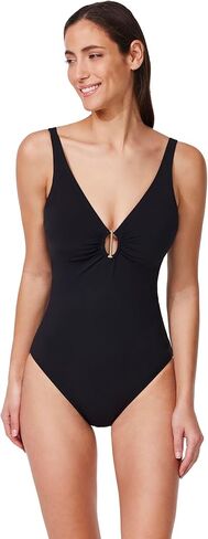 Profile by Gottex Women's V-Neck One-Piece Swimwear—Built-in Soft Cups, Adjustable Straps, Front & Back Lining, Tummy Control in Saudi Arabia