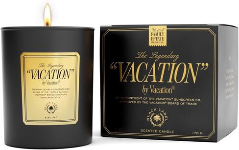 شمعة معطرة بعطر VACATION من Vacation Sunscreen - جوز الهند والفانيليا، شمع الصويا الفاخر، حرق لمدة 50 ساعة، هدية عطر منزلية فاخرة، تصميم وتركيبة معززة، 6 أونصة in Kuwait