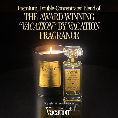 شمعة معطرة بعطر VACATION من Vacation Sunscreen - جوز الهند والفانيليا، شمع الصويا الفاخر، حرق لمدة 50 ساعة، هدية عطر منزلية فاخرة، تصميم وتركيبة معززة، 6 أونصة in Kuwait