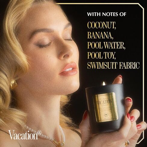 شمعة معطرة بعطر VACATION من Vacation Sunscreen - جوز الهند والفانيليا، شمع الصويا الفاخر، حرق لمدة 50 ساعة، هدية عطر منزلية فاخرة، تصميم وتركيبة معززة، 6 أونصة in Kuwait