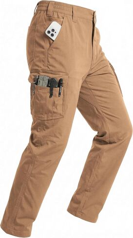 NATUVENIX Men's Water Resistant Tactical Pants Ripstop Work Cargo Pants 7 Pockets Lightweight EDC Outdoor Hiking Pants in Kuwait