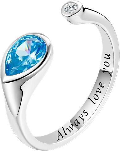 Adjustable Birthsday Gift Ring for Women 925 Sterling Silver Fine Jewelry Gift for Her,Birthstone Ring,BER0176A in Kuwait