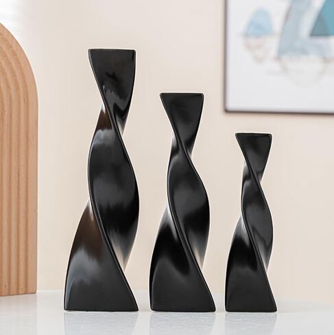 Black Ceramic Small Bud Vase Single Stem Flower Vases Twist Designed Floral Holder Bottles for Centerpiece Home Office Table Decorations in Kuwait
