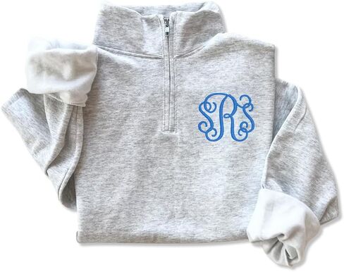 POPPOP مخصص Monogram ربع الرمز البريدي البلوز، شخصية الأحرف الأولى السترة للنساء، مريحة مطرزة نصف الرمز البريدي سترة، عارضة الصوف أعلى، مخصص اسم الرسالة هدية in Kuwait